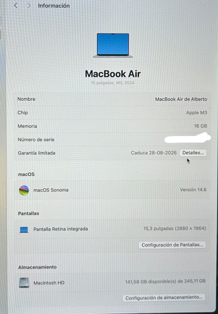 MacBook Air M3 15” 2024 256 GB 16 GB RAM cod: 21926-3 - Imagen 11