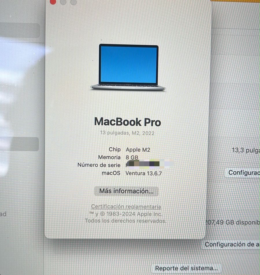 MacBook Pro M2 13” 2022 256 GB 8 GB RAM cod: 22020-2 - Imagen 12
