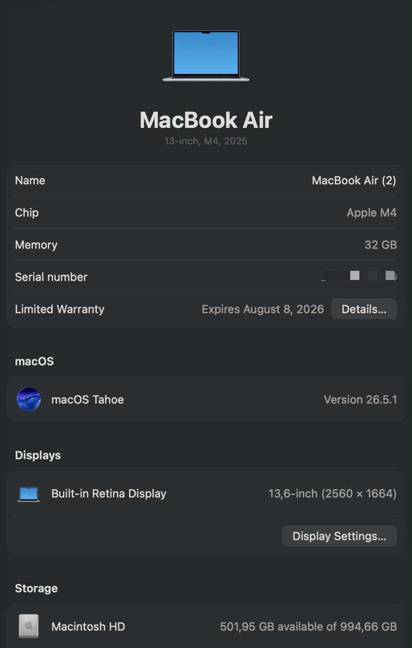 MacBook Air M4 13” 2025 1 TB 32 GB RAM cod: 22069-1 - Imagen 10