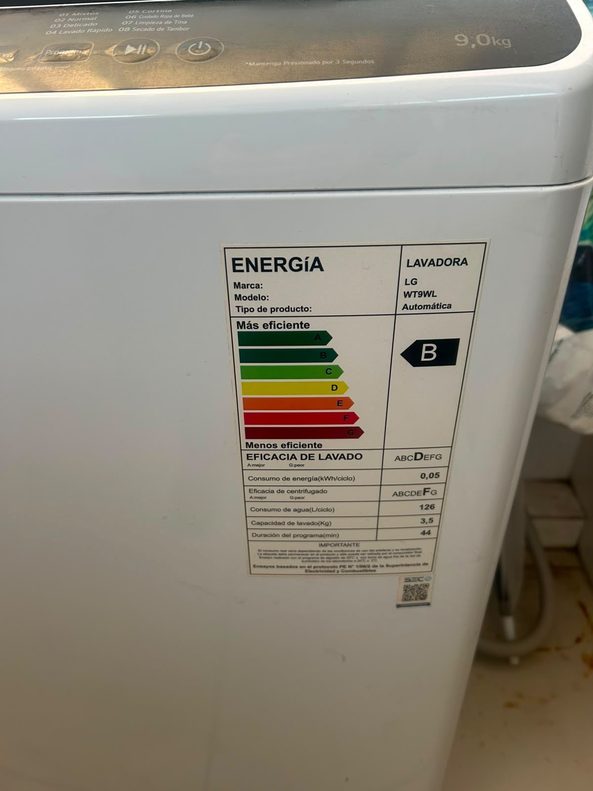 Lavadora LG Wt9WI 9kg cod: 22034-3 - Imagen 5