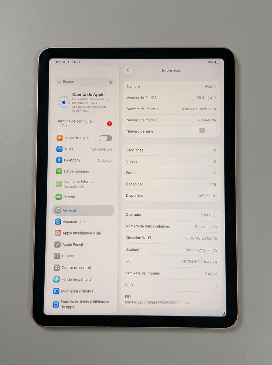 iPad Air M3 11” 1TB Cellular + WiFi cod: 22060-2 - Imagen 5
